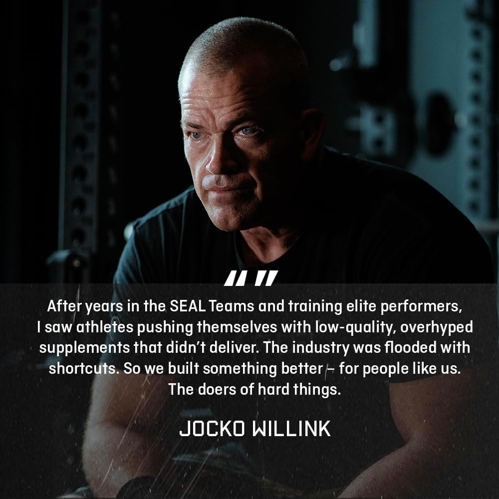Jocko Fuel Whey Protein Powder contains 22 grams of protein per serving and provides 27 servings per tub.